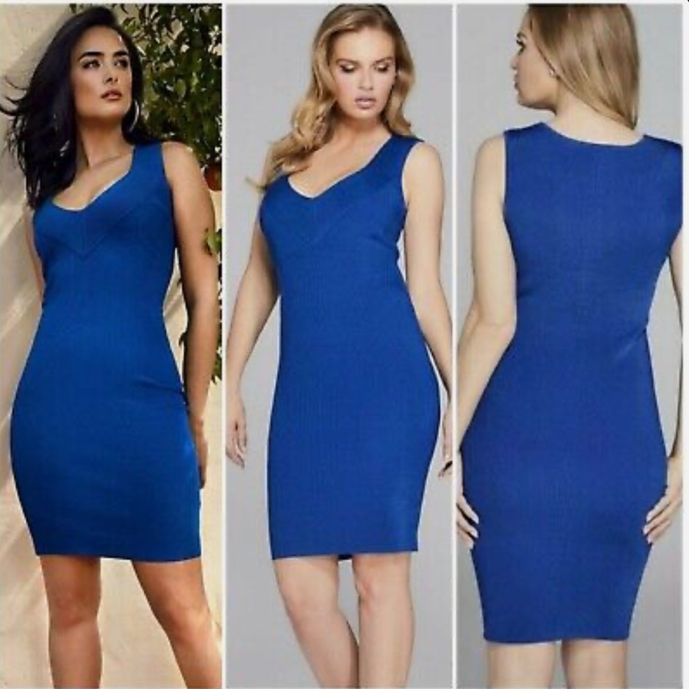 MARCIANO Royal Blue Jezebel Ribbed Stretch Bandage Dress Size Small 💙💙